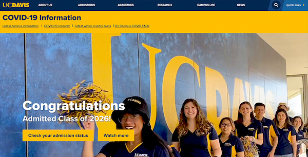 Screenshot of UCDavis.edu